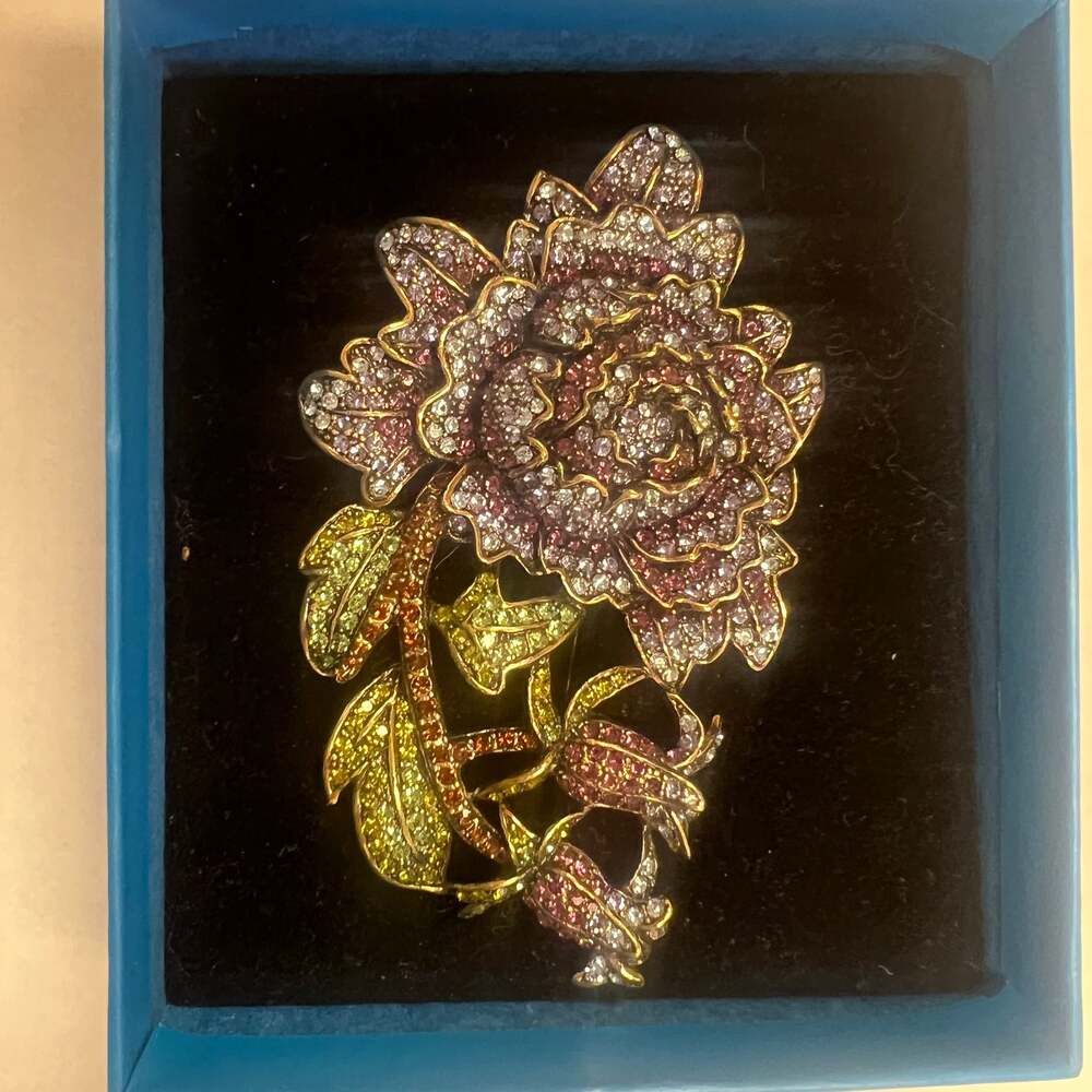 Heidi Daus Moody Hues Crystal Rose Brooch